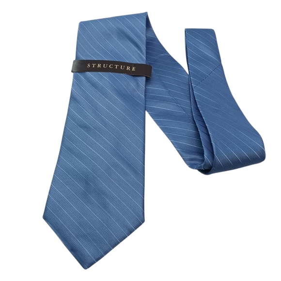 Structure Silk Mens Tie Blue Formal Striped NWT Business - Picture 1 of 5